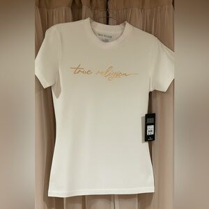 True Religion Women's White Tee with Gold Logo